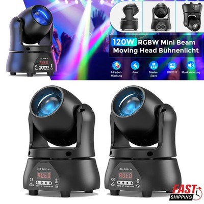 2x 120W RGBW LED Moving Head Beam DMX Bühnenlicht Strahler DJ Show Scheinwerfer