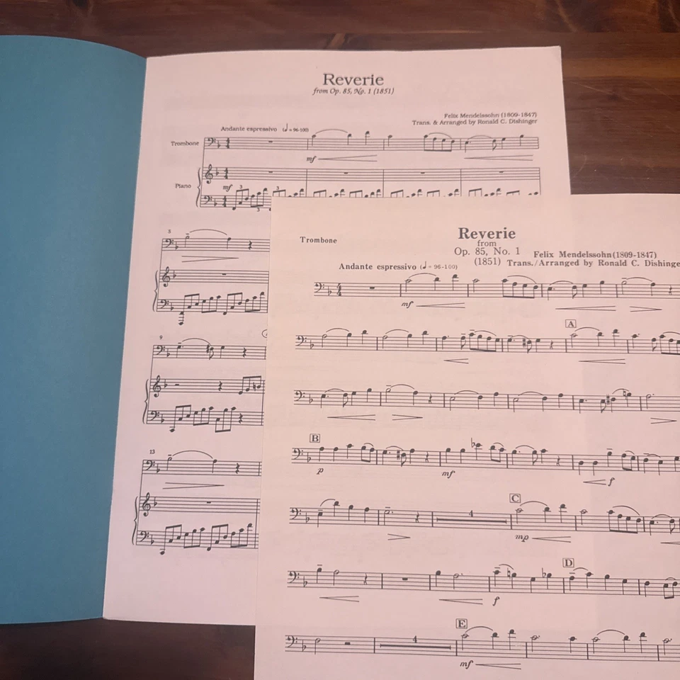 Felix Mendelssohn Reverie Trombone/Piano Sheet Music Medici Music Press TB25 - Image 3 of 3