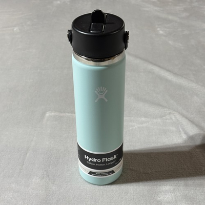 #ad Hydro Flask 24 Oz Wide Mouth Flex Straw Cap Bottle Dew Mint 710ml New Insulated $9.24