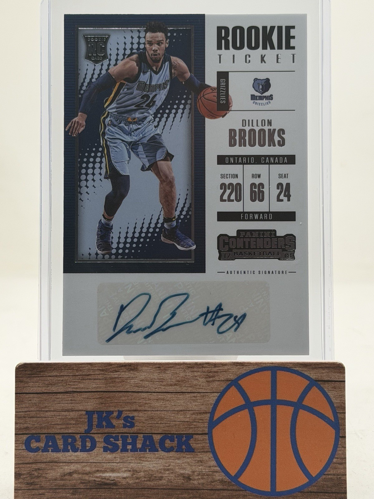 2017-18 Panini Contenders Dillon Brooks Rookie Season Ticket Auto #ST-DBK