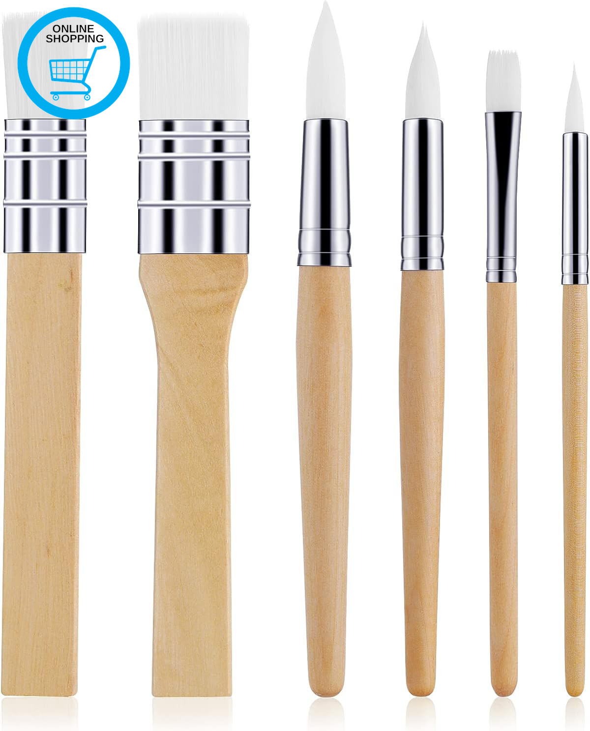 Wooden Paint Brush Set, 6Pcs Paintbrushes for Acrylic Painting Brushes Artist Pa