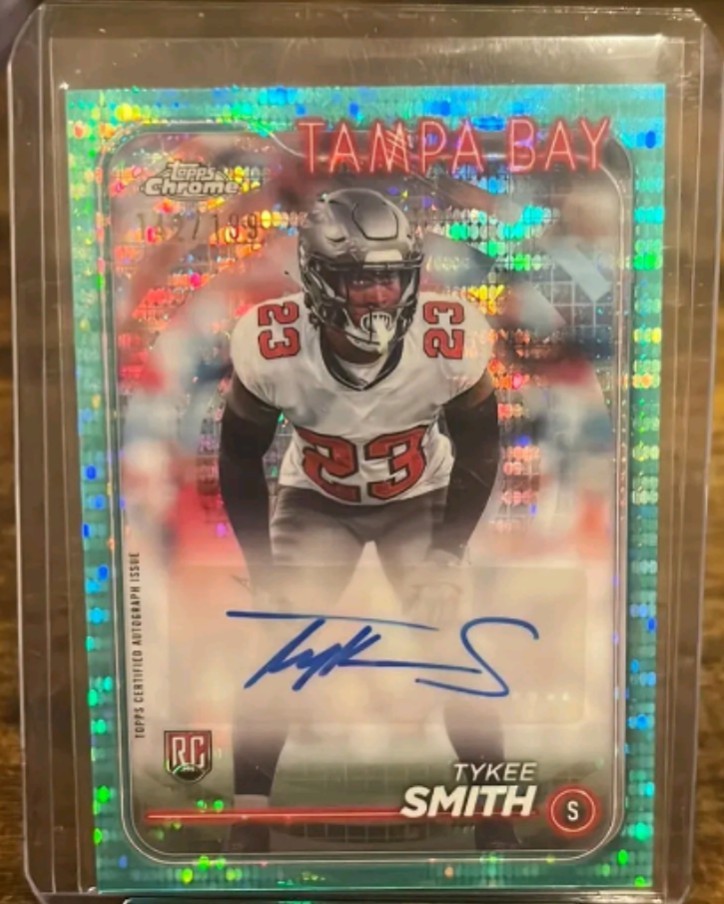 2024 Topps Chrome Rookie Autographs Tykee Smith RA-TSM Aqua Refractor /199 AU RC
