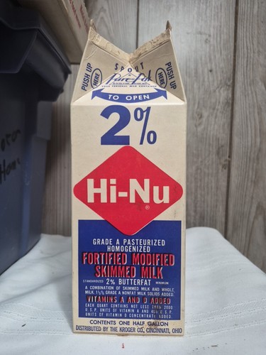 CARTON DE LAIT CARTON 1/2 GALLON : Lait écrémé modifié Hi-Nu 2% enrichi (Kroger) - Photo 13/18
