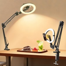 Ring Light with Phone Holder for Desk Overhead Camera Mount, Flexible Articul...