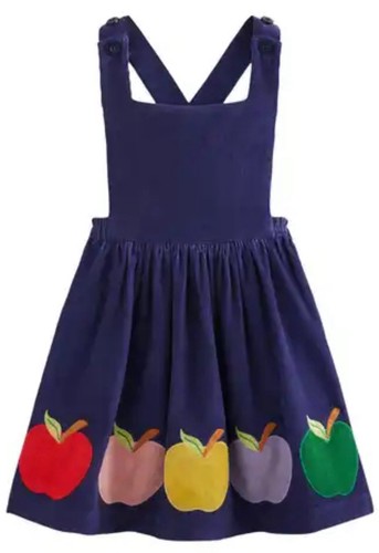 Mini Boden Apple Corduroy Pinafore Jumper Dress Navy 7-8Y