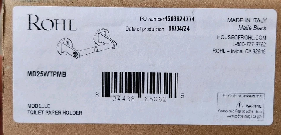 Soporte de papel higiénico montado en la pared Rohl MD25WTPMB modelos, negro mate Foto 4 de 4