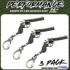 3 Pack Revolver Pistol 357 Cowboy Keychain Gun Model Metal Keyring Key Ring Gift