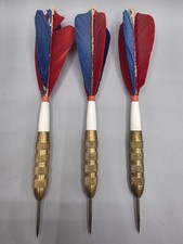 Vintage Unicorn Set Of Long Darts - Red And Blue Feather - Made In England -