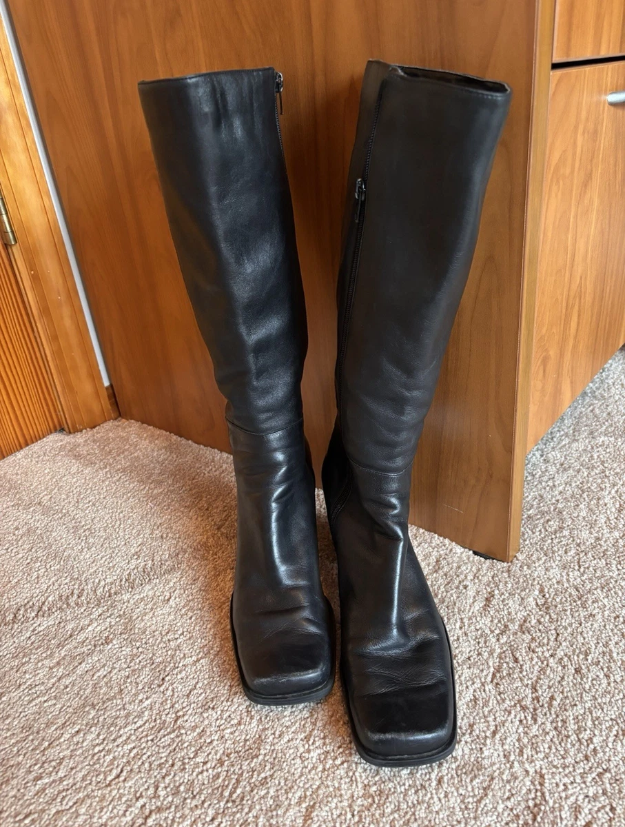 Leather Square Toe Knee High Boots for Women for sale | eBay
