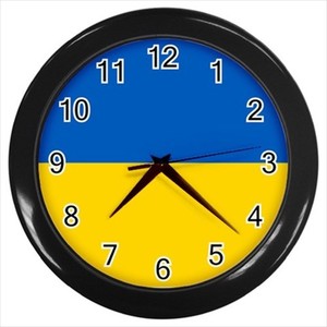Ukraine Wall Clock Black Ukrainian Flag Ebay