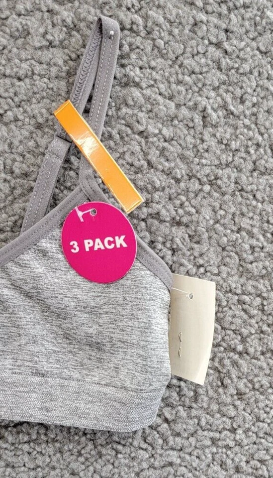 Sujetador corto sin costuras Maidenform para niñas gris jaspeado banda elástica correa ajustable Foto 4 de 4