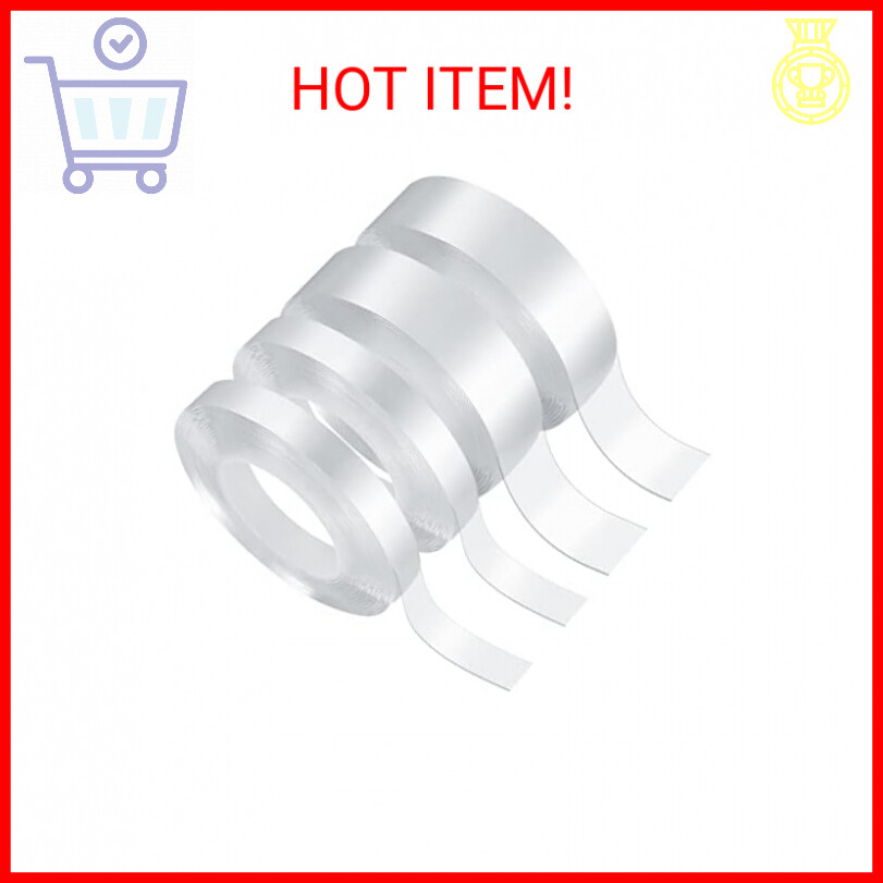 4 Rolls Double Sided Heavy Duty Tapes, Clear Two Sided Mounting Adhesive Tape He