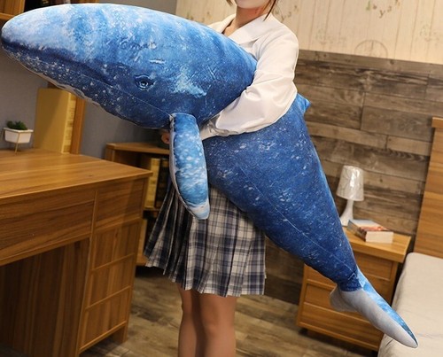 Big Blue Whale 39 Inch Pillow Stuffed Animal Plush Toys Toddler Doll Kids Gifts - Picture 9 of 17
