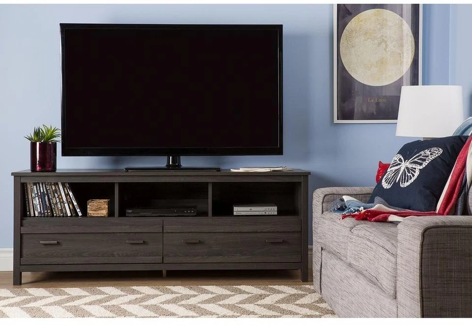 Console de entretenimento doméstico de TV 60" armário de armazenamento de móveis de madeira carvalho cinza novo - Imagem 3 de 4