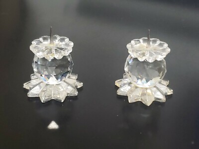 PAIR (2) Swarovski Crystal Mini Stick Pin Footed Candle Holders