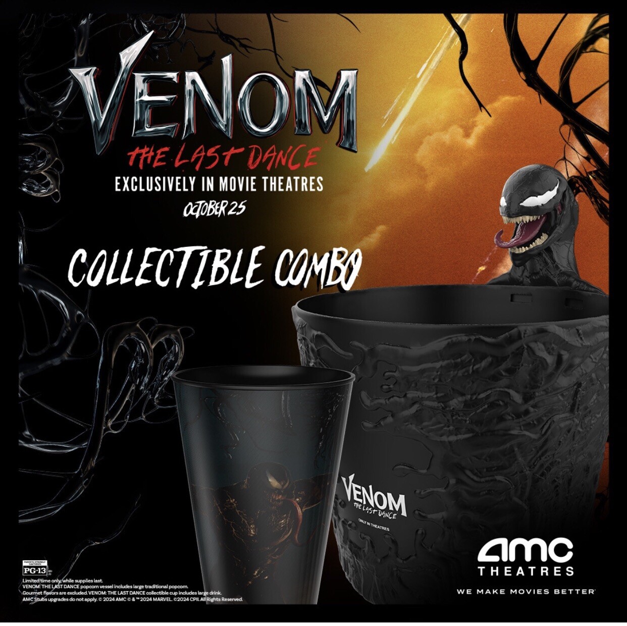 Venom The Last Dance Popcorn Bucket And Cup Combo (AMC Exclusive) eBay