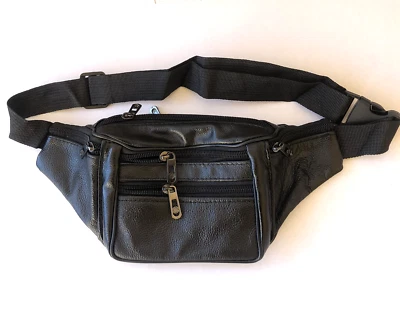 JCS Gürteltasche Bauchtasche Echtes Leder in Schwarz Umhängetasche Geldbeutel Neu