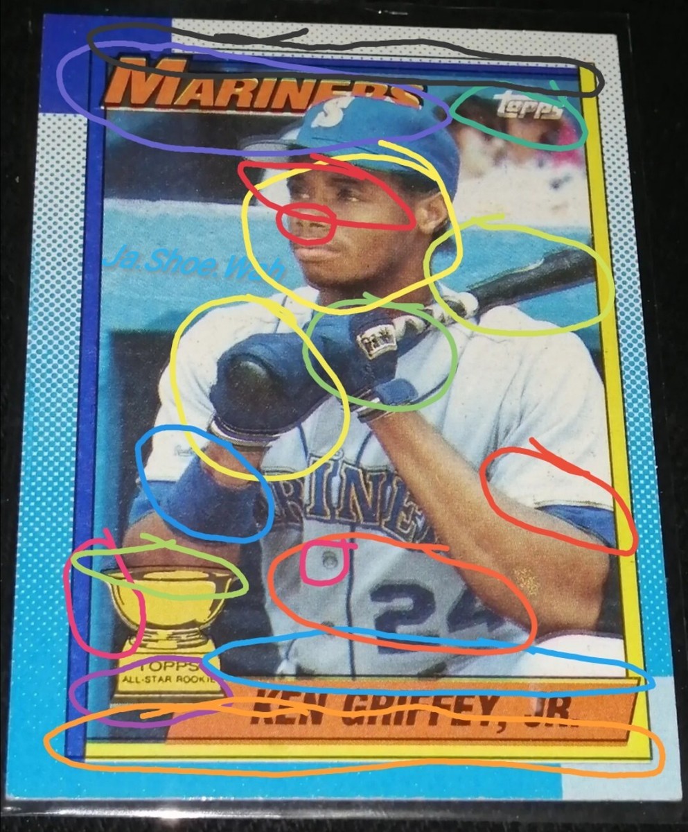 KEN GRIFFEY JR 1990 Topps #336 multiple errors. Extremely