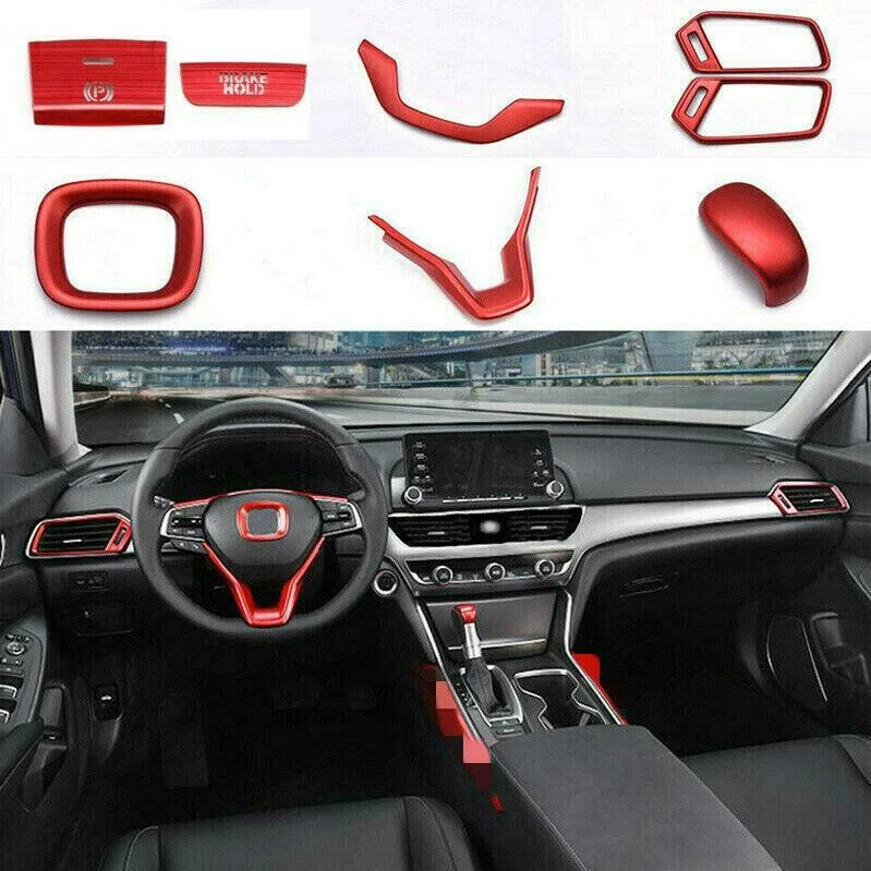 8x For Honda Accord 2018 2020 ABS RED Interior Accessories Whole