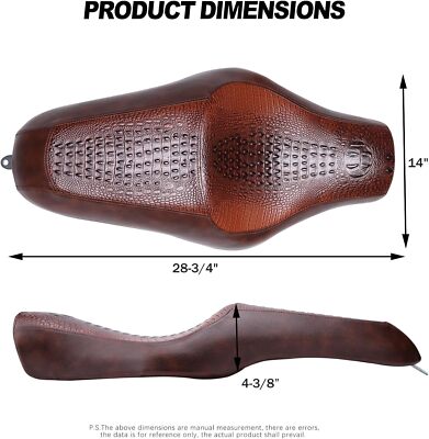 Motorcycle Two-Up Seat Driver Passenger Seat Brown Alligator