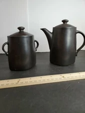 Lindt Stymeist Craftworks Chocolate Brown Piano Creamer Sugar w/ Lids Set