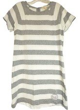 Michael Kors T-Shirt Dress White and Gray Stripes Y2K Embellished Logo Small