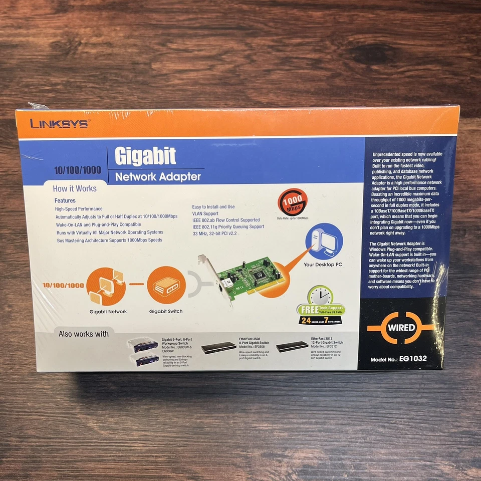 LINKSYS 10/100/1000 Gigabit PCI Network Card for Windows 98/ME/NT/2000/XP NOS - Image 2 of 4