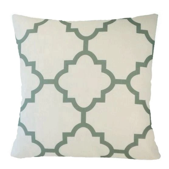 Geo Shapes Handcrafted Throw Pillow, Sage- 18x18 inch