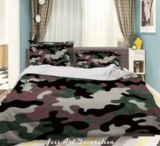 3D Camouflage Black Green Quilt Cover Set Duvet Cover Bedding Pillowcases