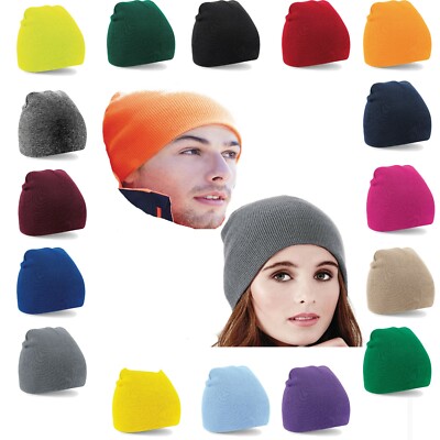 Beechfield Strick Beanie Mütze Herren Damen Winter Warm Wollig Ski Skull Cap