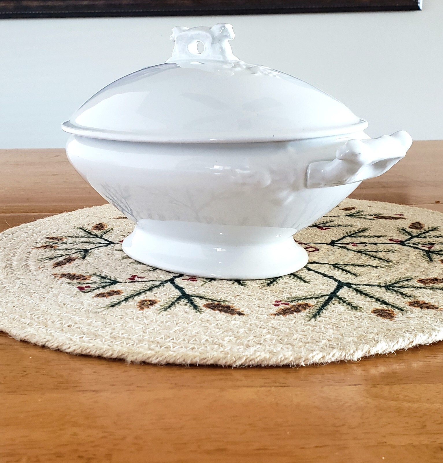 Antique White Ironstone Covered Vegetable Tureen Eagle Head Pratt & Simpson Engl