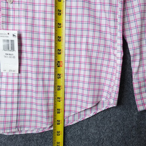 Camisa Ralph Lauren Para Hombres S 14.5 Calce Ajustado Rosa A Cuadros Abotonada Algodón Elástico - Imagen 10 de 10