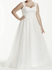 davids bridal wedding dress size 20w softwhite 