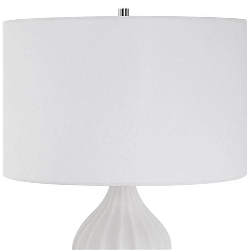 Uttermost Antoinette Contemporary Iron Stone and Fabric Table Lamp in White - Picture 4 of 7