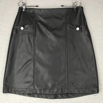 SOHO Apparel Pencil Skirt Women Size M Faux Leather Pullon Stretch Black