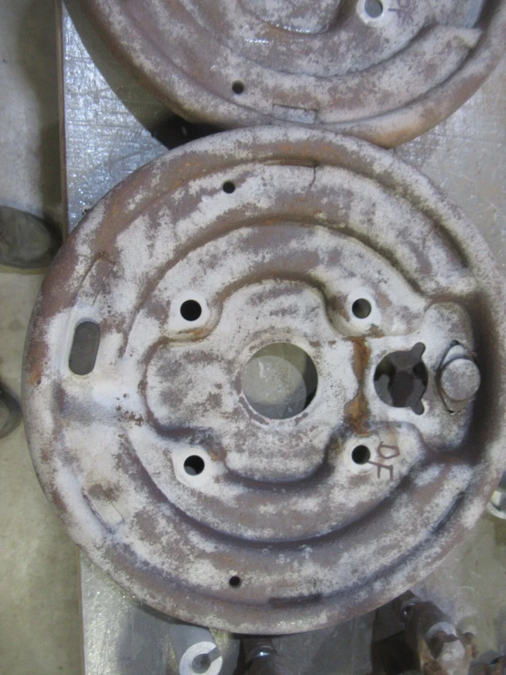 1968 Ford F100 two wheel drive front spindle brake shoe backing mount plates - Image 2 of 4