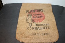 NICE VINTAGE PLANTERS PEANUTS 5lb. BURLAP SACK