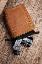 Borsa per fotocamera in vera pelle con coulisse fatta a mano custodia per fotocamere