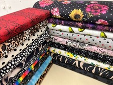 Cotton viscose jersey printed stretch fabric 150cms wide ABSTRACT,  FLOWERS