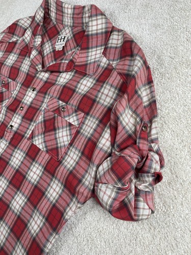 Haute Hippie Shirt Womens S Red Plaid Western Snap Up Pockets Country - Afbeelding 6 van 11