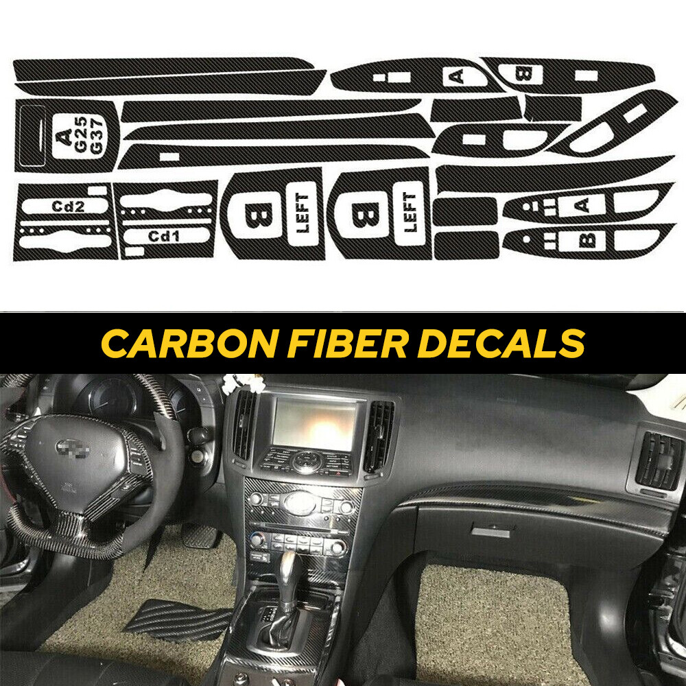 3D Black Carbon Fiber Car Interior Panel Protector Sticker Accessories DIY Wrap