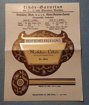 Old Liköretikett Label Mokkalikör Set Design Illert Hanau Art Institute