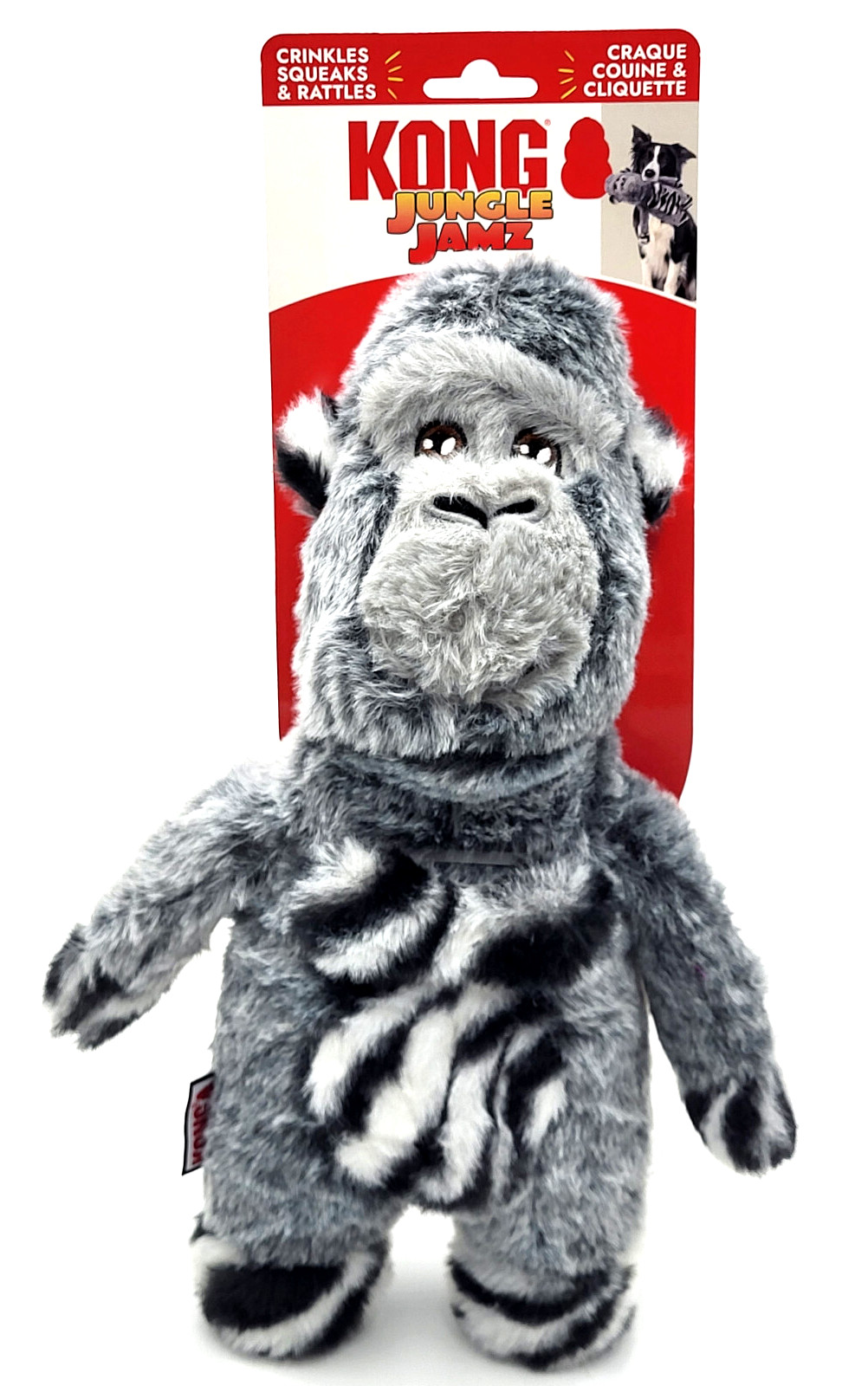 KONG Jungle Jamz Gorilla M/L Big Sqeaker Crinkly Rattles Plush Dog Toy 12.5"