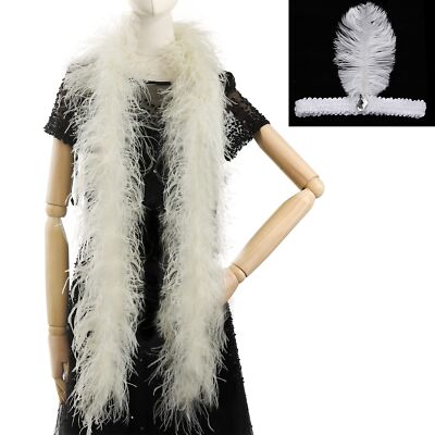 2yards Ivory Ostrich Feather Boas for Party DIY Clothing Home Decoration
