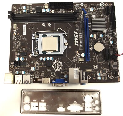 MSI MS-7817 1150 h81m-e33 motherboard with backplate and CPU