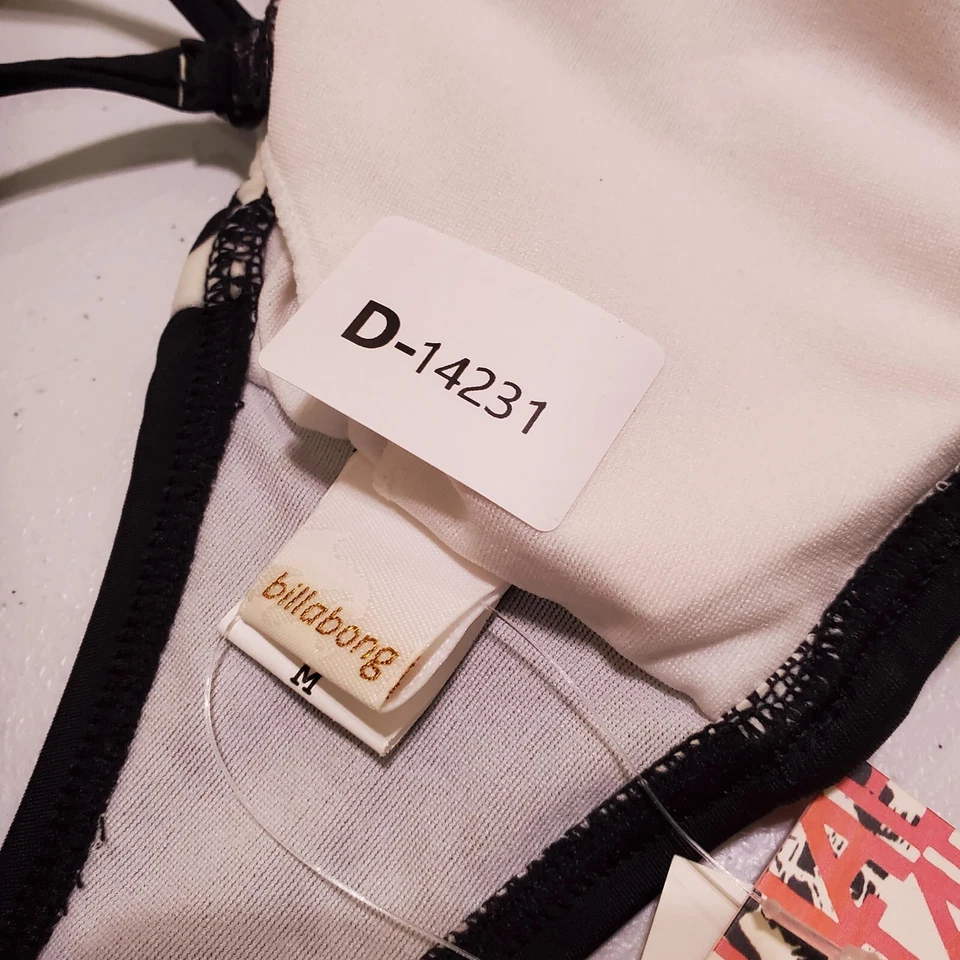 Bikini Billabong Mujer Traje de Baño Mediano Negro Estampado de Guepardo Logo Bandeau Nuevo con Etiquetas Foto 2 de 4