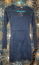 Divided Navy Blue Lace Dress V Neck Size 2 Sheath XS Bodycon Long Sleeve Winter