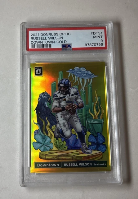 2021 Donruss Optic Russell Wilson 🔥 GOLD DOWNTOWN 🔥 /10 Seahawks! SB Champion