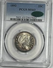 1892 Barber Quarter : PCGS MS63 CAC Sticker