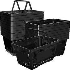 20 Pcs Bulk Shopping Baskets with Handles, 20 L Plastic Grocery Basket 16.9''...